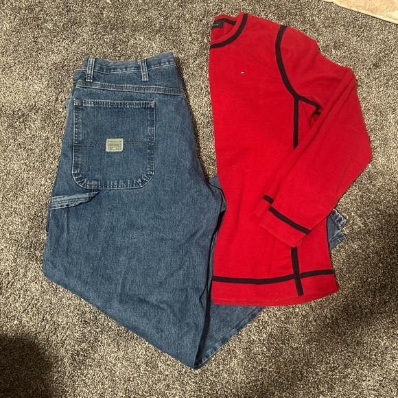 Red and black Tommy Hilfiger shirt. (Jeans not included in listing). - Picture 2 of 4